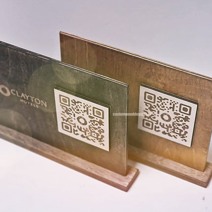 QR Display Stands A5 Brown Birch 10-1000 - hospitality