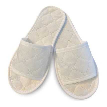 Recyclable Quilted Hotel Slippers – Spunbond, White or Black - CWDH