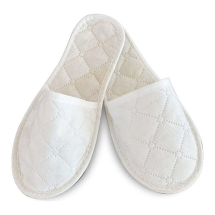 Recyclable Quilted Hotel Slippers – Spunbond, White or Black - CWDH