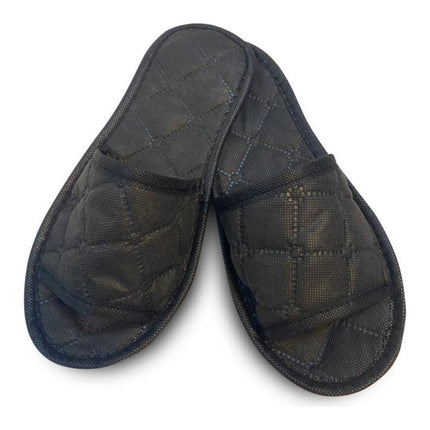 Recyclable Quilted Hotel Slippers – Spunbond, White or Black - CWDH