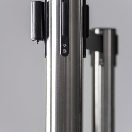 Retractable stainless steel barrier system with 4 poles - hospitality