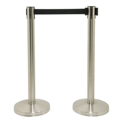 Retractable stainless steel barrier system with 4 poles - hospitality