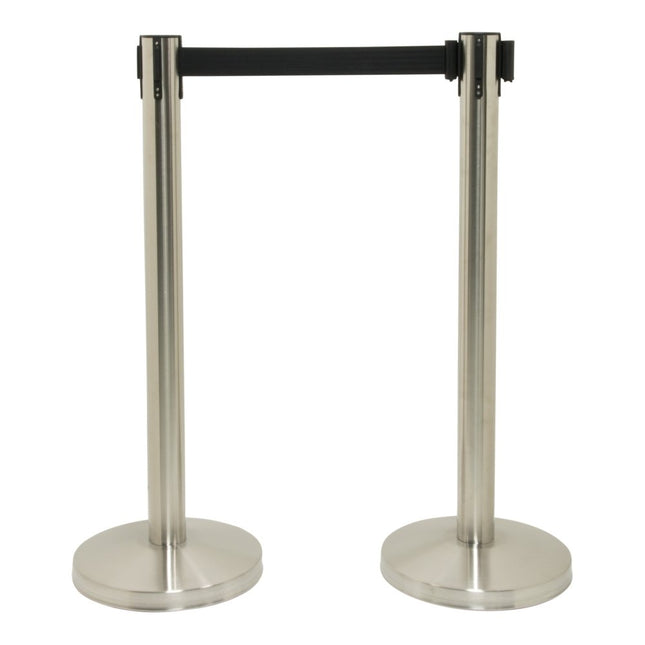 Retractable stainless steel barrier system with 4 poles - hospitality