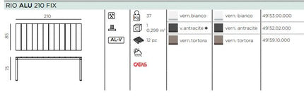 Rio Alu 210 Fixed Table - hospitality