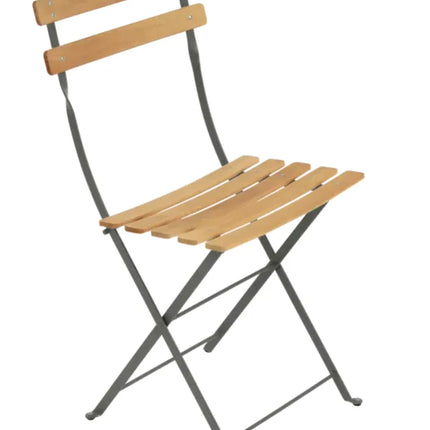 Fermob Bistro Natural folding chair with wooden seat and metal frame