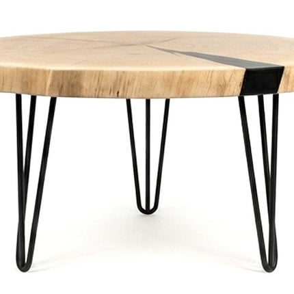 Oval Nature Live Edge Round solid oak coffee table for hotels, restaurants and offices – made to order, logo engraving available