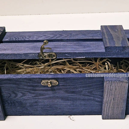 Rustic Bottle Box - Blue Single Bottle - hospitality