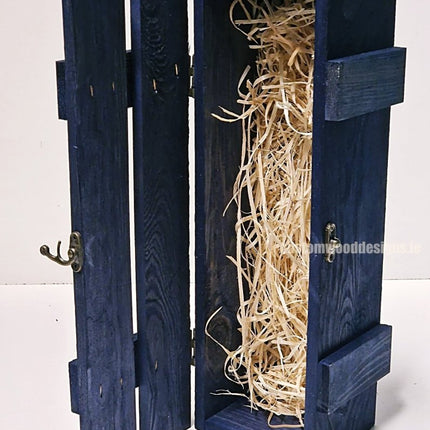 Rustic Bottle Box - Blue Single Bottle - hospitality