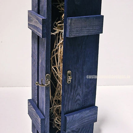 Rustic Bottle Box - Blue Single Bottle - hospitality