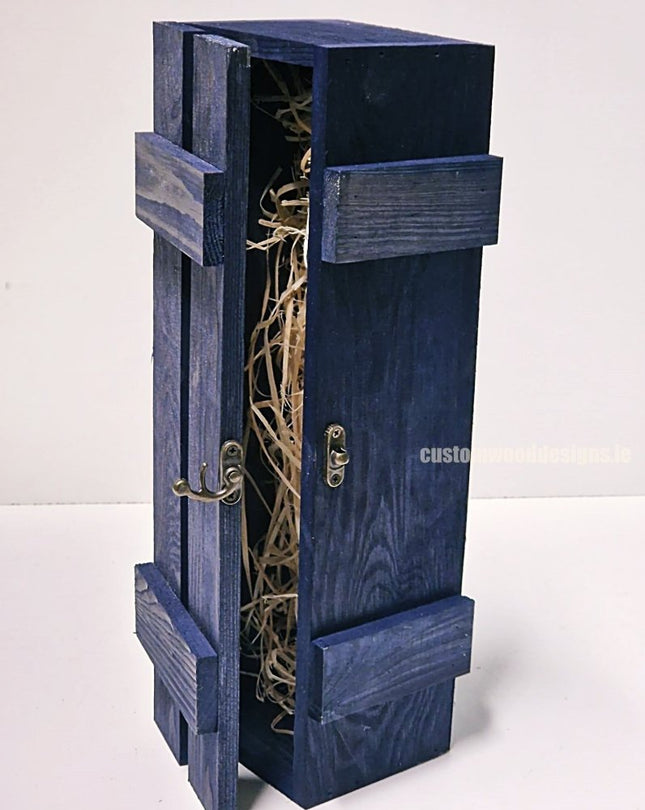Rustic Bottle Box - Blue Single Bottle - hospitality