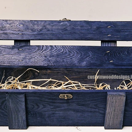 Rustic Bottle Box - Blue Single Bottle - hospitality