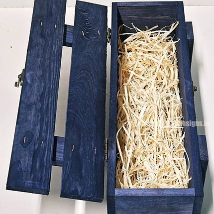 Rustic Bottle Box - Blue Single Bottle - hospitality