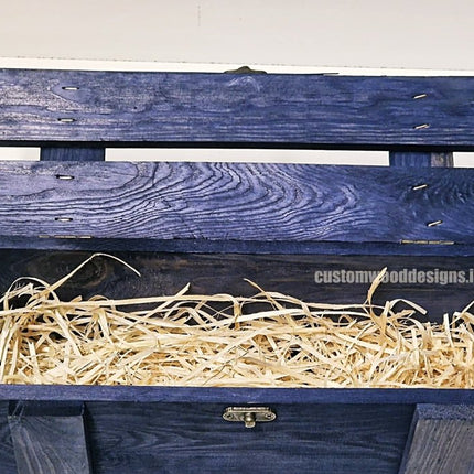 Rustic Bottle Box - Blue Single Bottle - hospitality