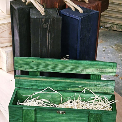 Rustic Bottle Box - Green Single x 25 - hospitality