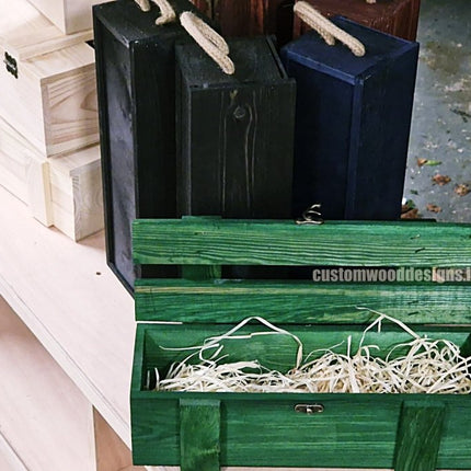 Rustic Bottle Box - Green Single x 25 - hospitality