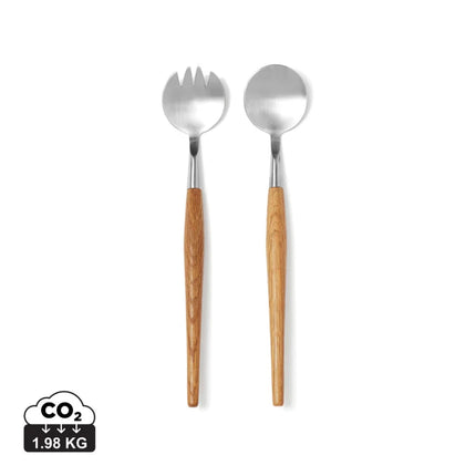 Scandinavian Minimalist Serving Cutlery With Oak Handles In Stainless Steel From The Atelier Collection - hospitality