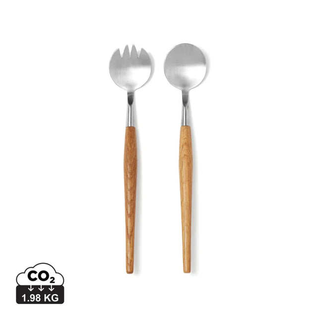 Scandinavian Minimalist Serving Cutlery With Oak Handles In Stainless Steel From The Atelier Collection - hospitality