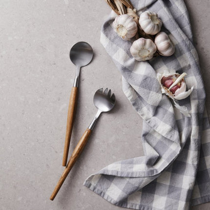 Scandinavian Minimalist Serving Cutlery With Oak Handles In Stainless Steel From The Atelier Collection - hospitality
