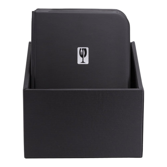 Securit® A4 Essential Menu Holder Box Set 10 pcs – Black 27,5x34,5x19,5cm – Pack of 2 | Restaurant Menu Covers - hospitality