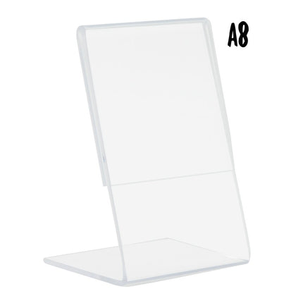 Securit Acrylic Transparent Poster Frames L Shaped Portrait A8 Pack Of 6 - hospitality