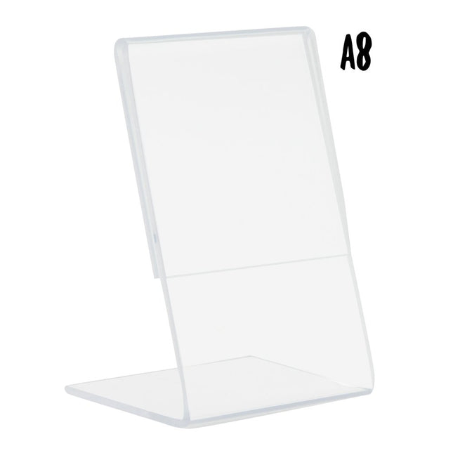 Securit Acrylic Transparent Poster Frames L Shaped Portrait A8 Pack Of 6 - hospitality