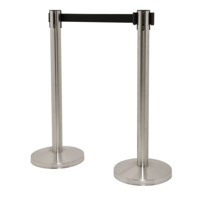 Securit Barriers Systems Budget Retractable Chrome 93x33x33cm Pack Of 2 - hospitality