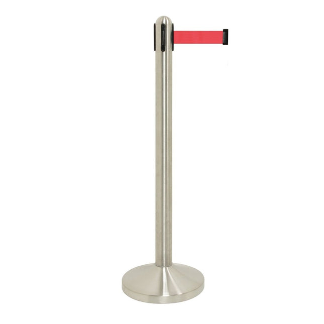 Securit Barriers Systems Retractable Stainless Steel With Red Nylon Tape - hospitality