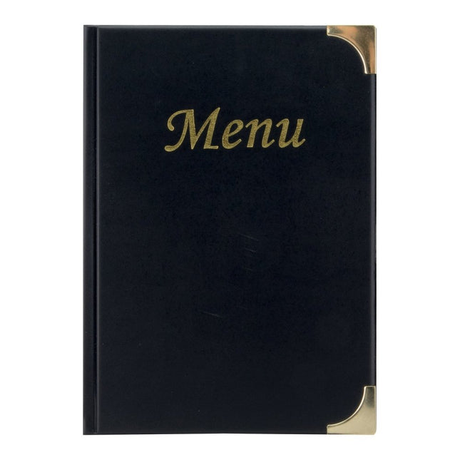 Securit Basic Black Menu Holder Holds 8 A5 Pages 23.5 x 16.5 x 0.8 cm Pack 10 - hospitality