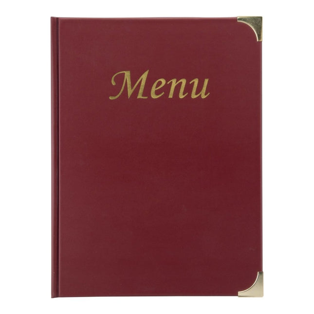 Securit Basic Wine Red Menu Holders Pack of 10 Eight A4 Page Capacity - hospitality