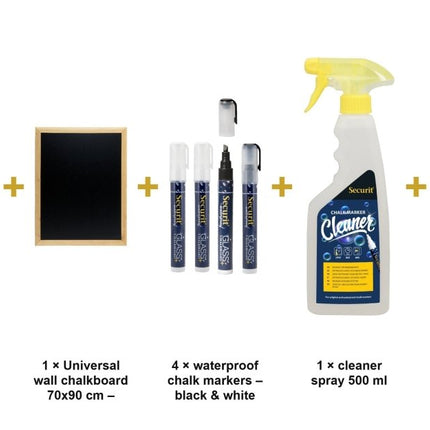 Securit® Beech Easel 165 cm + Beech Chalkboard 70x90 cm + Waterproof Markers Easel Chalkboard Set | Hospitality Trade Pack - hospitality