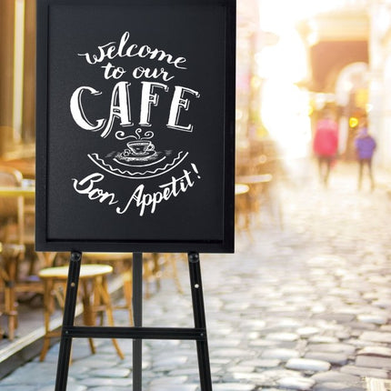 Securit® Black Easel 165 cm + Black Chalkboard 60x80 cm + Waterproof Markers Easel Chalkboard Set | Hospitality Trade Pack - hospitality