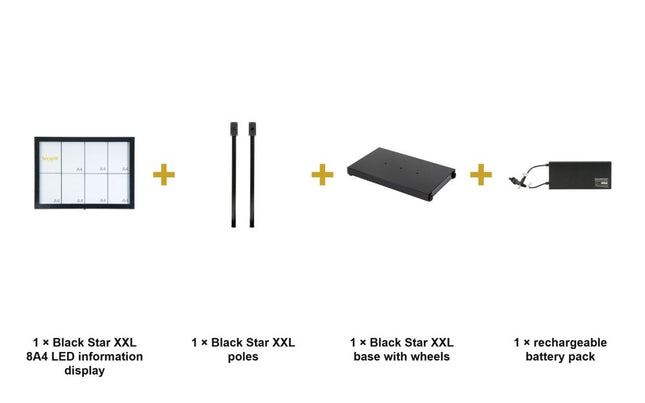Securit® Black Star XXL 8A4 LED Information Display Set – Display + Poles & Base + Battery | Hospitality Trade Pack - hospitality