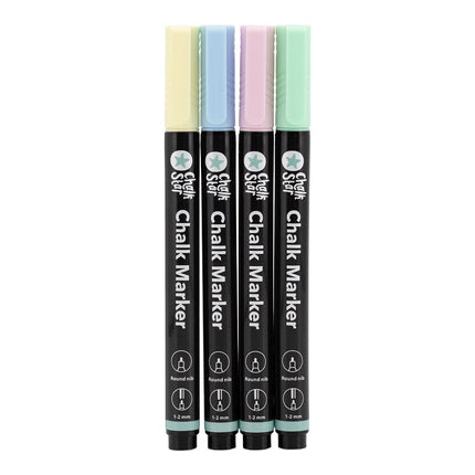 Securit® Chalk Marker Fine Bullet Nib Set of 4 Pastel Colours – Pack of 10 | Professional Chalk Markers - hospitality