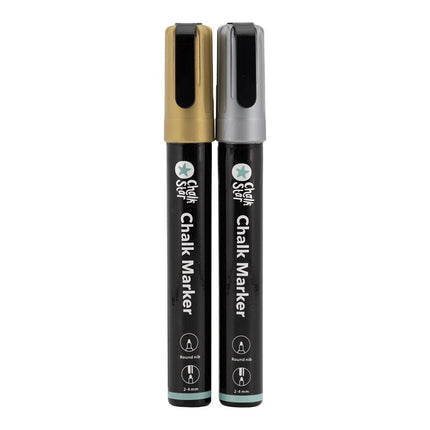 Securit® Chalk Markers Bullet Nib Set of 2 in Silver and Gold – Pack of 10 | Professional Chalk Markers - hospitality