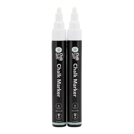 Securit® Chalk Markers Bullet Nib Set of 2 White Markers – Pack of 10 | Professional Chalk Markers - hospitality
