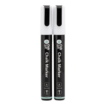 Securit® Chalk Markers Bullet Nib Set of 2 White Markers – Pack of 10 | Professional Chalk Markers - hospitality