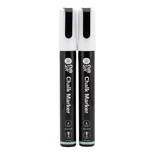 Securit® Chalk Markers Bullet Nib Set of 2 White Markers – Pack of 10 | Professional Chalk Markers - hospitality