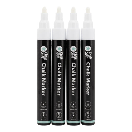 Securit® Chalk Markers Bullet Nib Set of 4 White Markers – Pack of 10 | Professional Chalk Markers - hospitality