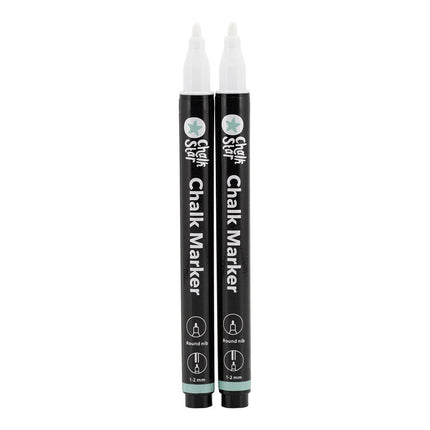 Securit® Chalk Markers Fine Bullet Nib Set of 2 White Markers – Pack of 10 | Professional Chalk Markers - hospitality