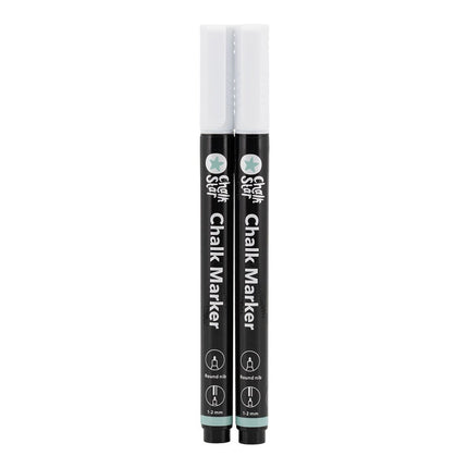 Securit® Chalk Markers Fine Bullet Nib Set of 2 White Markers – Pack of 10 | Professional Chalk Markers - hospitality