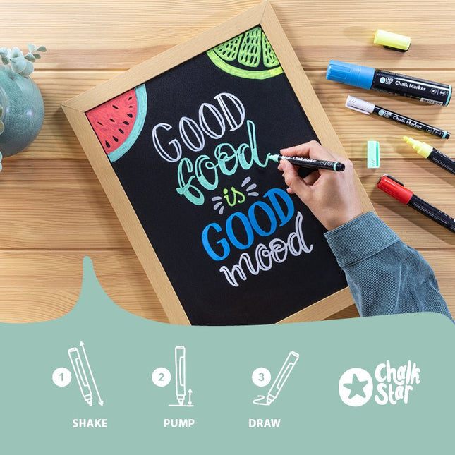 Securit® Chalk Markers Fine Bullet Nib Set of 4 White Markers – Pack of 10 | Professional Chalk Markers - hospitality