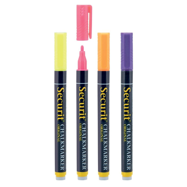 Securit Chalkmarkers Blister Pack 12 Assorted Colors 14x1x1.5 cm - hospitality