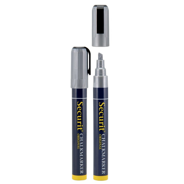 Securit Chalkmarkers Blister Pack Silver 14.5x1.5x2 Centimeters Set of 18 - hospitality