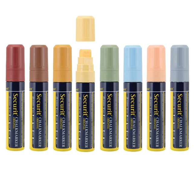 Securit Chalkmarkers Earth Tones Wallet Assorted Pack of 6 - hospitality