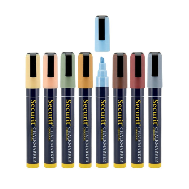 Securit Chalkmarkers Wallet Assorted Earth Tones 14.5x1.5x2cm Pack of 12 - hospitality