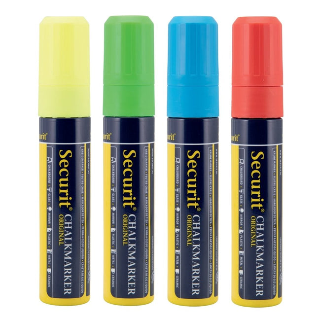 Securit Chalkmarkers Wallet Assorted Primary Pack of 12 Non Toxic Quick Drying - hospitality