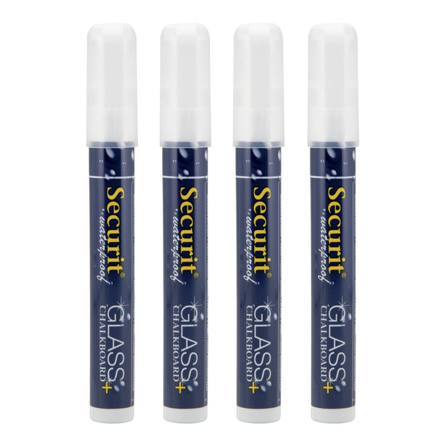 Securit Chalkmarkers Waterproof White 14,5x1,5x2cm Pack Of 12 - hospitality