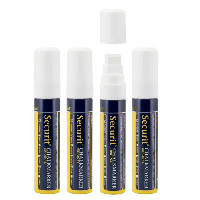 Securit Chalkmarkers White Wallet Pack Of 12 15.5x2.7x2.7 Cm - hospitality