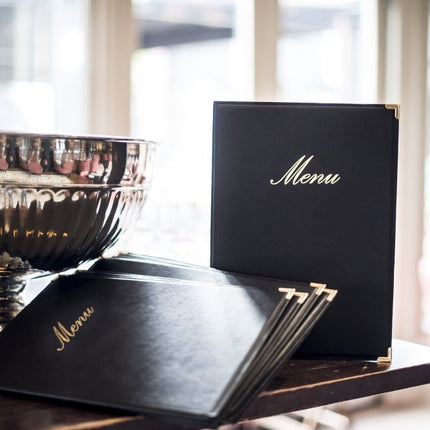 Securit® Classic A4 Black Menu Suite – 10 Menu Holders + 10 Wine Cards + 10 Bill Presenters | Hospitality Trade Pack - hospitality