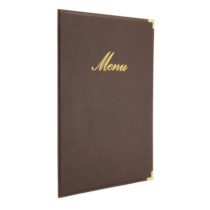 Securit® Classic A4 Brown Menu Set – 10 Menu Holders + 20 Extra Pouches | Hospitality Trade Pack - hospitality